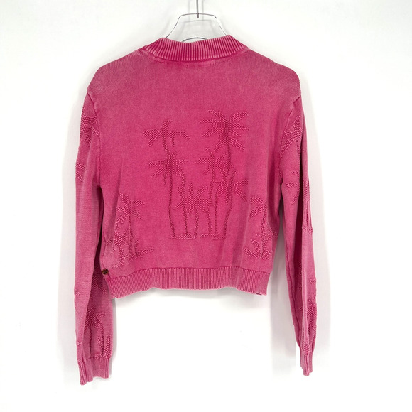 Scotch & Soda Sweater Womens M Pink‎ Palm Tree Feminine Bohemian Knit Organic - Picture 2 of 10